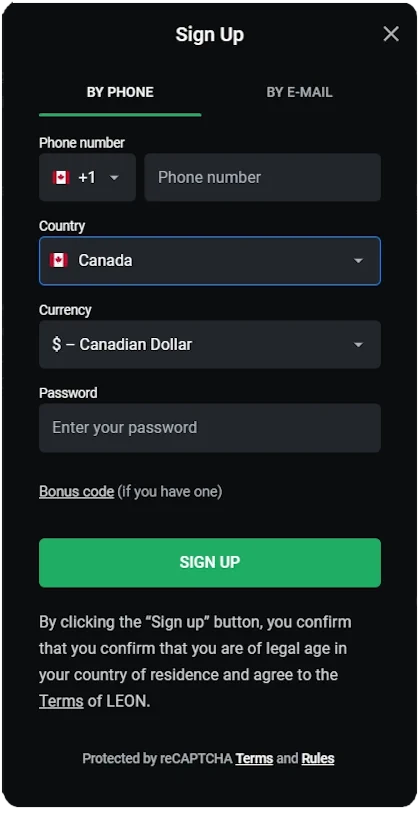 leon casino sign up process