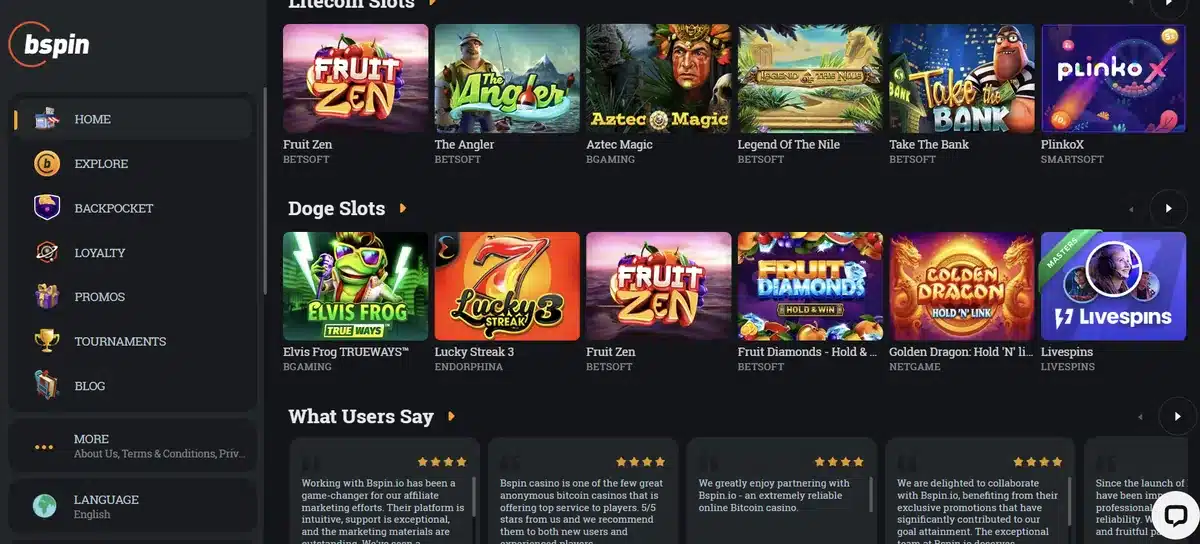 Bspin.io slots lobby